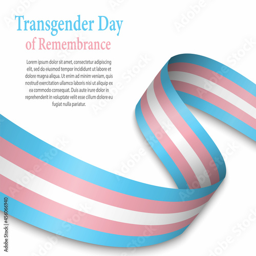 Waving ribbon or banner with Transgender pride flag