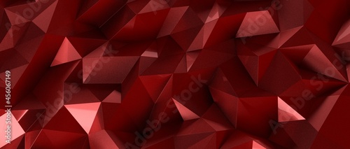 Connection of dots and lines structure on dark background. Red abstract polygona
