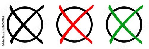 Symbolische Wahlkreuze 3 Parteien schwarz-rot-grün photo