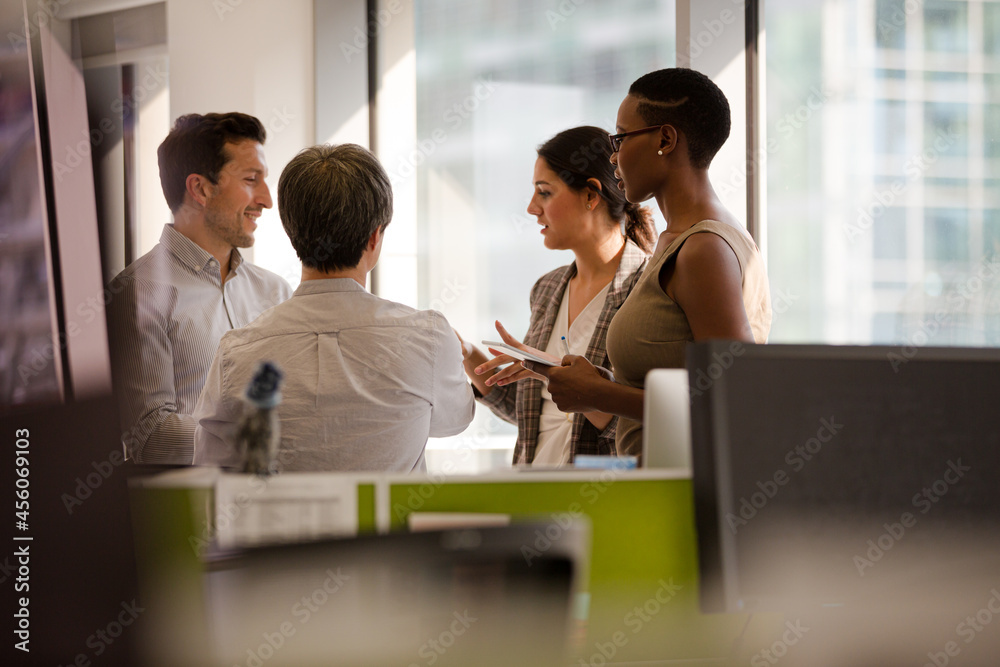 Fototapeta premium Business people talking in open plan office