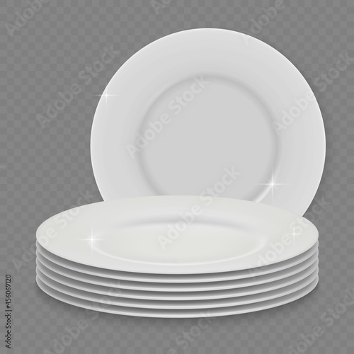 3d realistic white clean dish plate isolated
