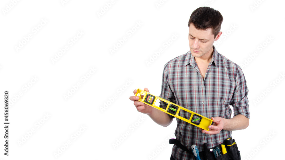 Housework and renovation. Young handsome handyman. Housework and renovation. Young handsome handyman.