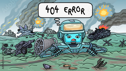 The signalman robot establishes communication. The template for the connection error.