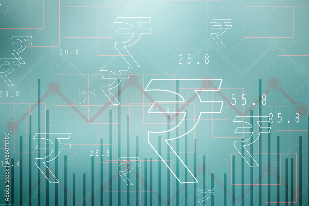 2d rendering Stock market online business concept. business Graph with indian rupee sign