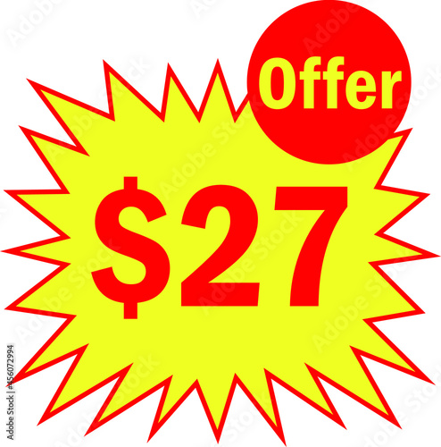 27 dollar - price symbol offer $27, $ ballot vector for offer and sale