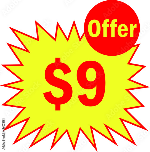 9 dollar - price symbol offer $9, $ ballot vector for offer and sale