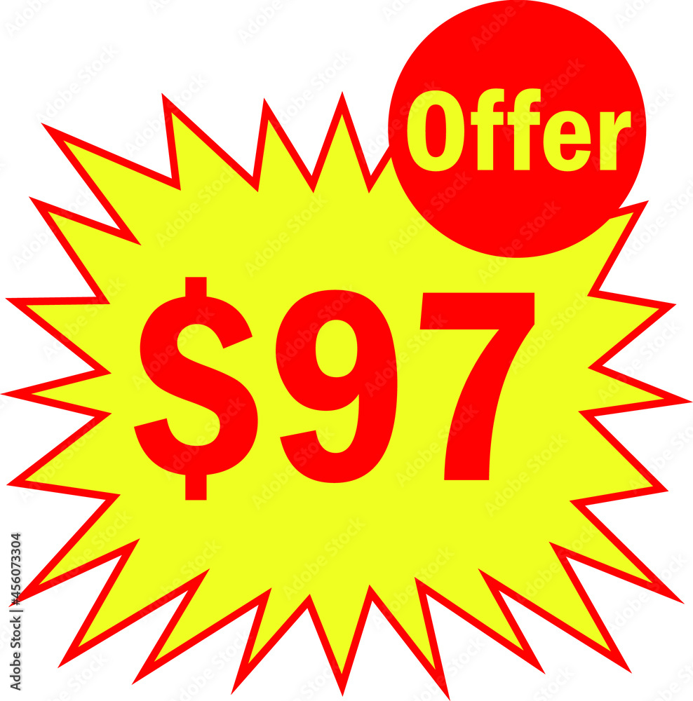97 dollar - price symbol offer $97, $ ballot vector for offer and sale 97 dollar - price symbol offer $97, $ ballot vector for offer and sale