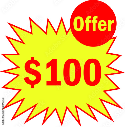100 dollar - price symbol offer $100, $ ballot vector for offer and sale
