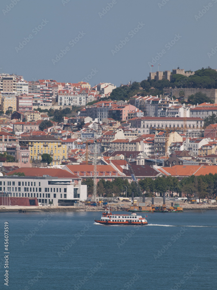 Cacilheiro (ferry boat) crossing the river Tagus in Lisbon