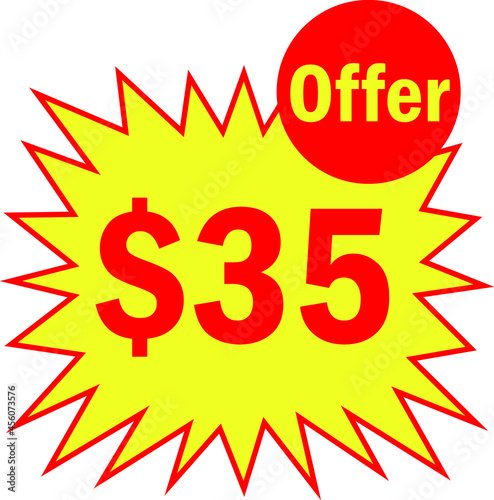 35 dollar - price symbol offer $35, $ ballot vector for offer and sale