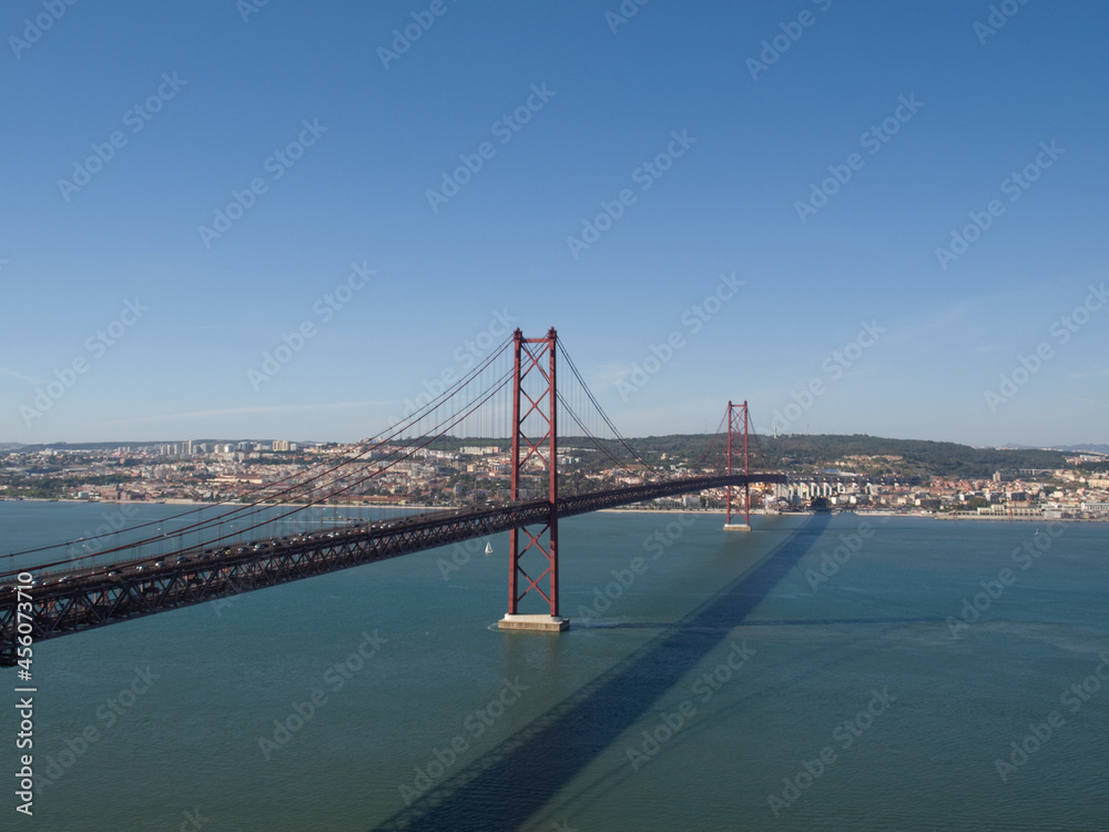 The 25th April bridge over the Tagus river, view from south