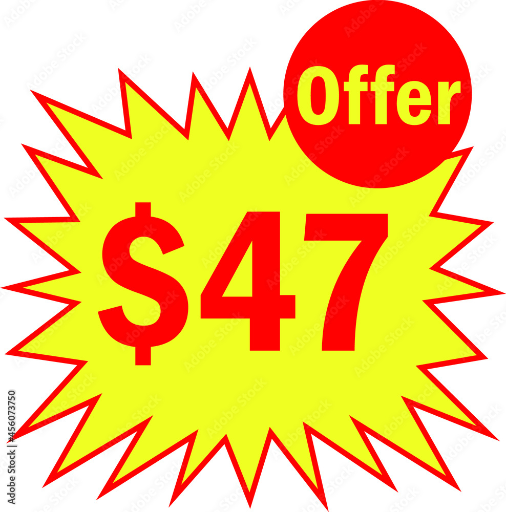 47 dollar - price symbol offer $47, $ ballot vector for offer and sale