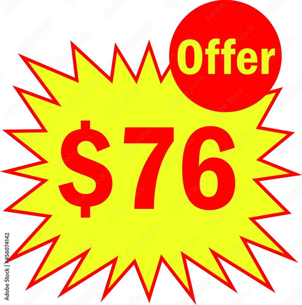 76 dollar - price symbol offer $76, $ ballot vector for offer and sale