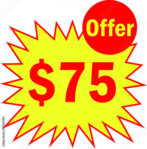 75 dollar - price symbol offer $75, $ ballot vector for offer and sale