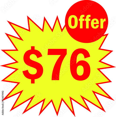 76 dollar - price symbol offer $76, $ ballot vector for offer and sale