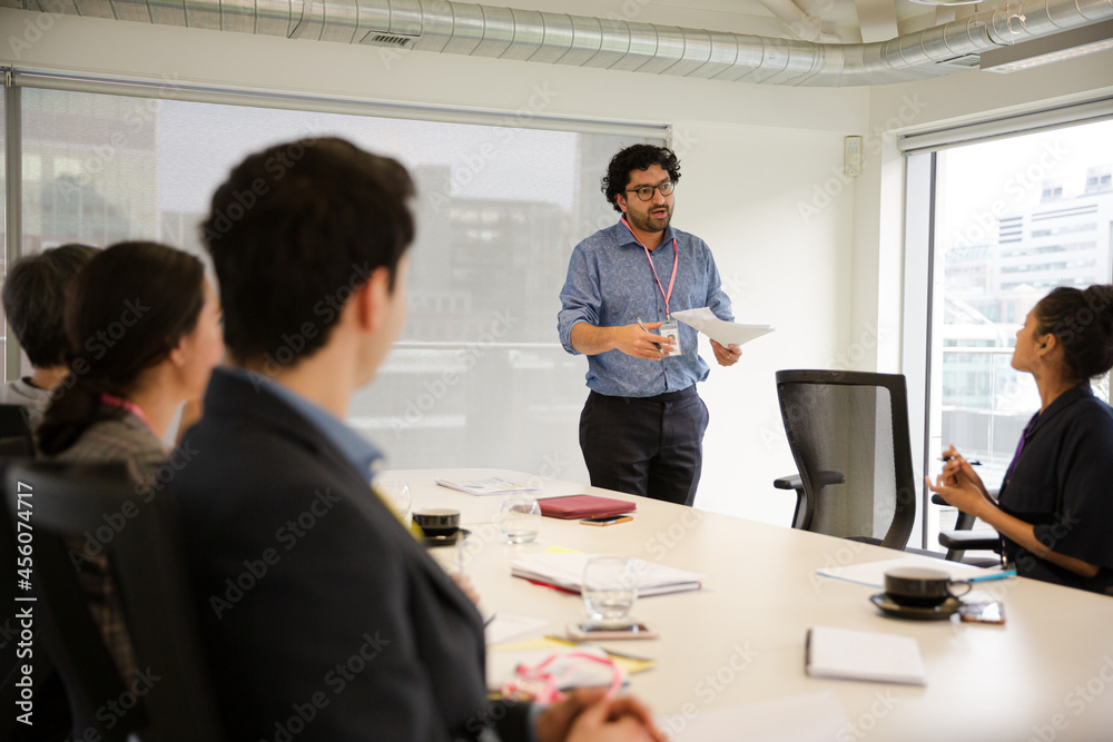 Fototapeta premium Businessman leading conference room meeting
