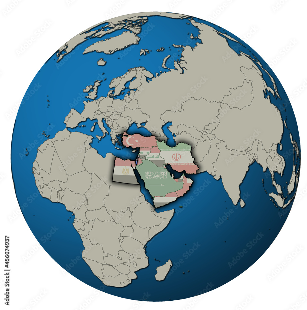 map of Israel territory located in middle east region with country ...