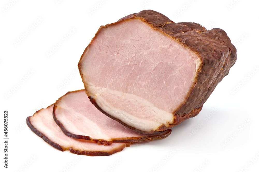 Smoked loin, isolated on white background Smoked loin, isolated on white background