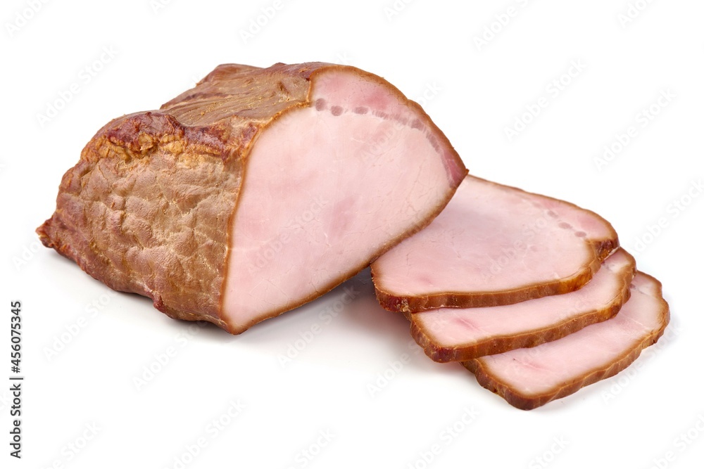 Smoked Tenderloin slices with spices, isolated on white background. Smoked Tenderloin slices with spices, isolated on white background.