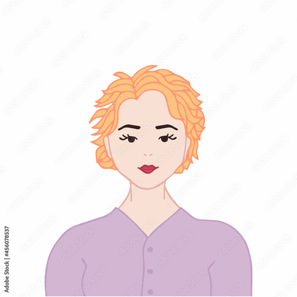 Young woman user avatar. Flat stock vector illustration. Young woman user avatar. Flat stock vector illustration.