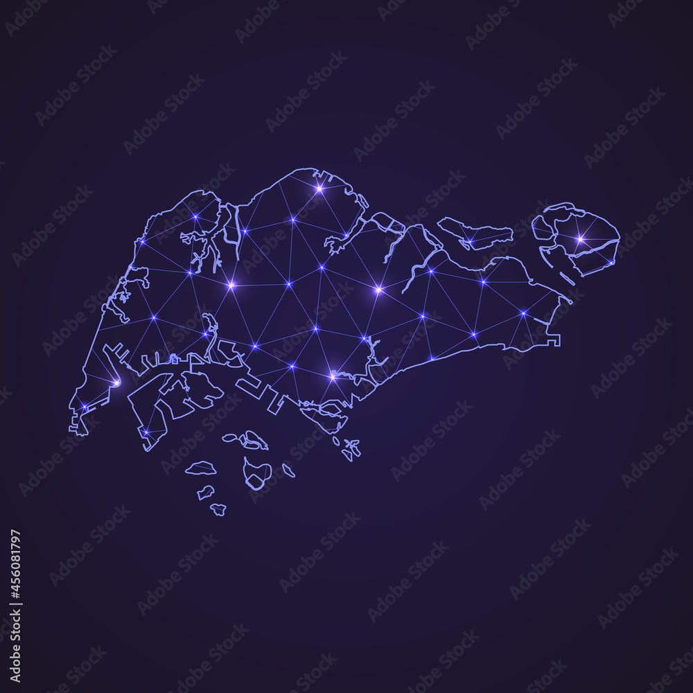 Obraz premium Digital network map of Singapore. Abstract connect line and dot