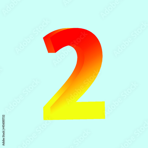 Number 2 from chrome solid alphabet. There is a clipping path