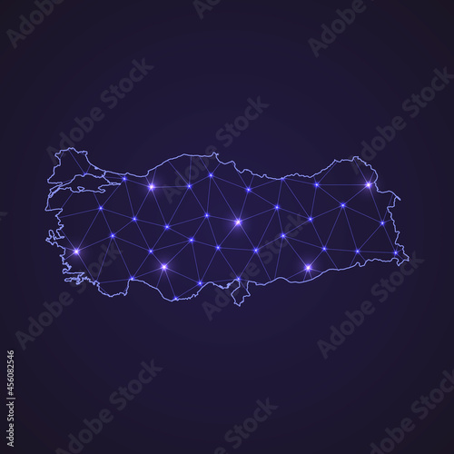 Digital network map of Turkey. Abstract connect line and dot