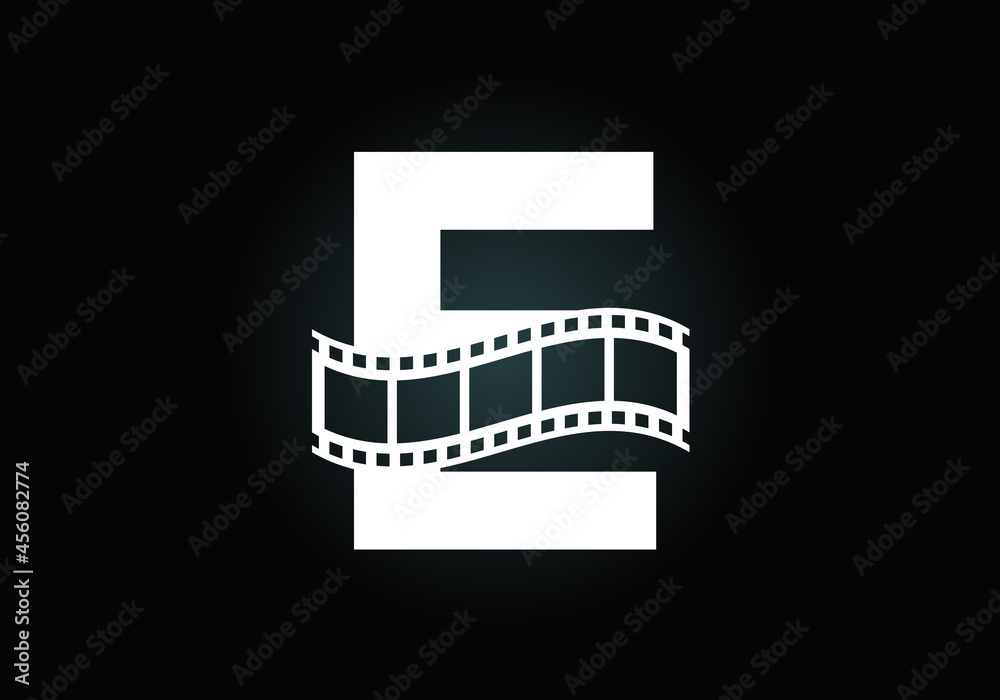 Initial E monogram alphabet incorporated with film reel. Video and movie logo concept. Font emblem. Logo for the entertainment business and company identity