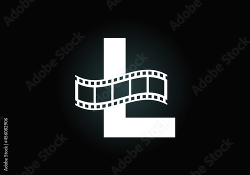 Initial L monogram alphabet incorporated with film reel. Video and movie logo concept. Font emblem. Logo for the entertainment business and company identity