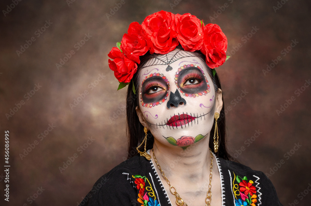 Portrait of Catrina, typical Mexican character representative of the day of the dead. Portrait of Catrina, typical Mexican character representative of the day of the dead.