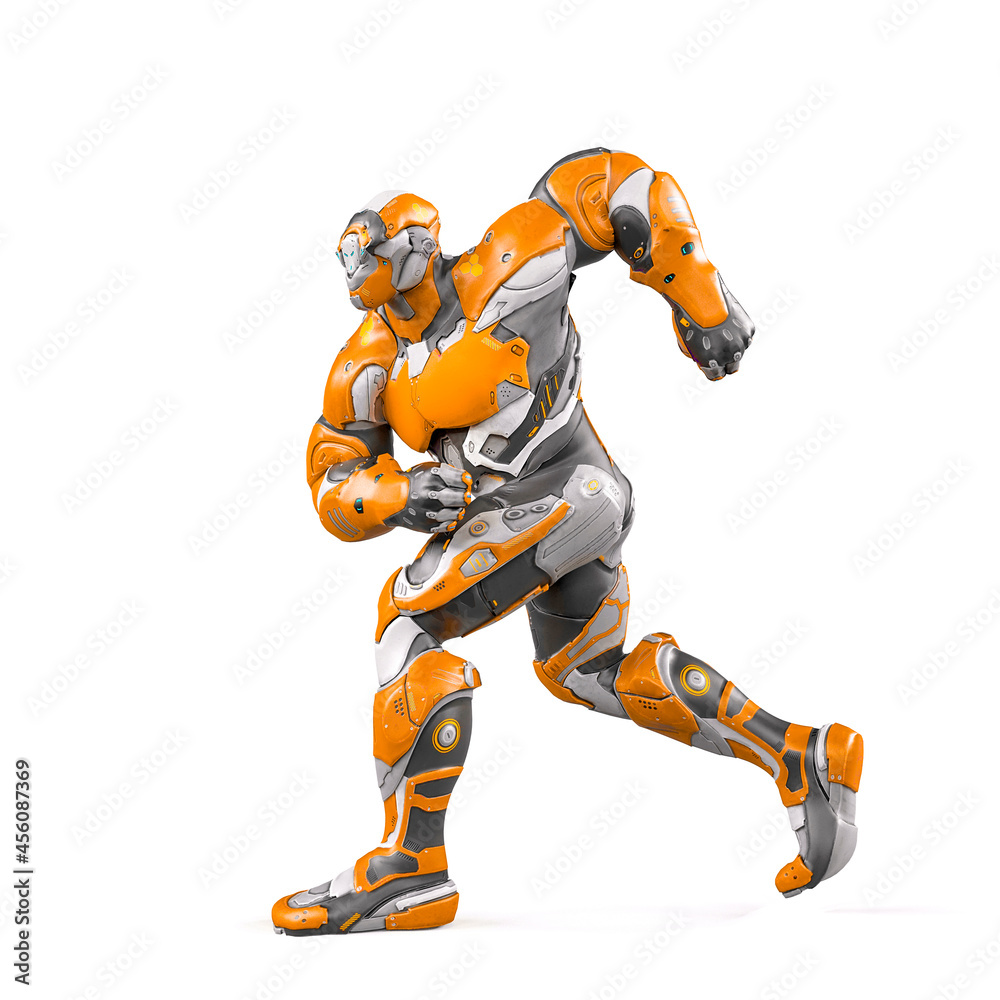 future soldier is walking on white background side view future soldier is walking on white background side view