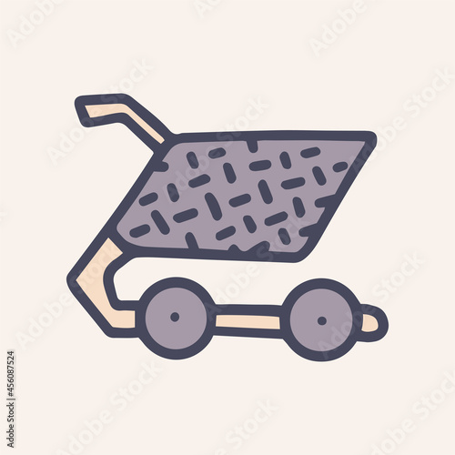 Shopping cart color vector doodle simple icon