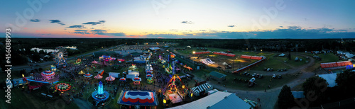 Aerial panorama view of a Fair at night