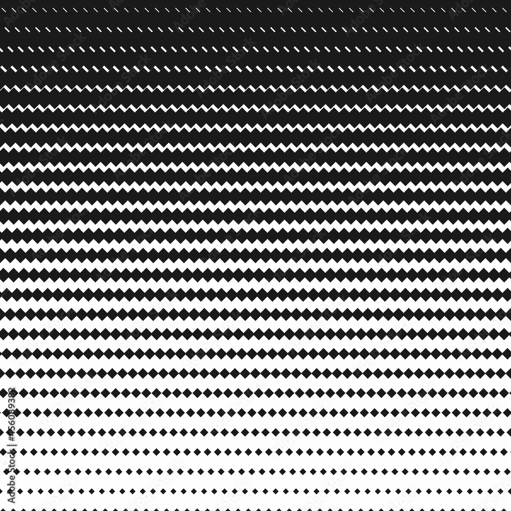 Halftone square black and white pattern. Geometric background with gradient