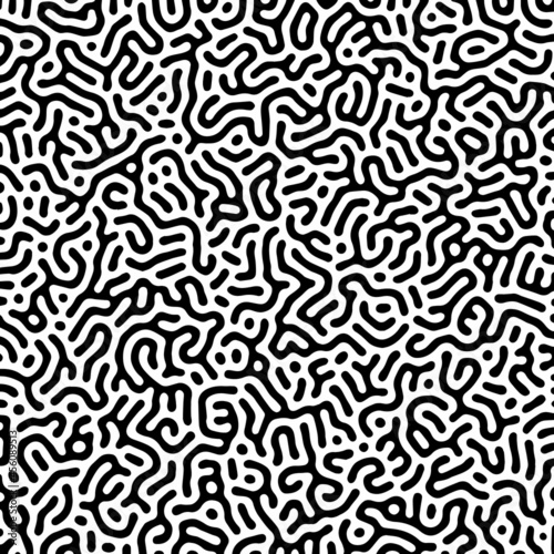 Vector black and white organic rounded lines pattern.