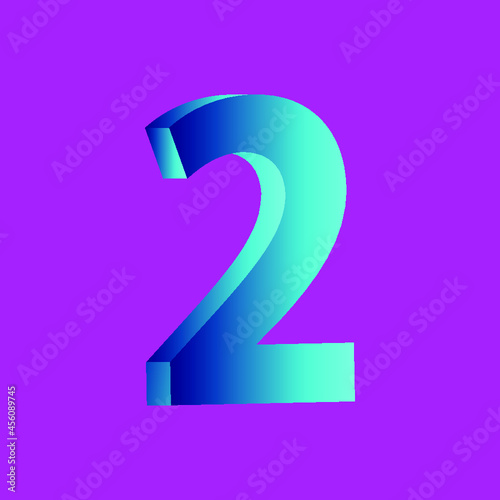 Number 2 from solid alphabet. There is a 3D number