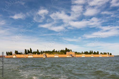 scenic view to island of San Michele, the historic venetian cemetery area