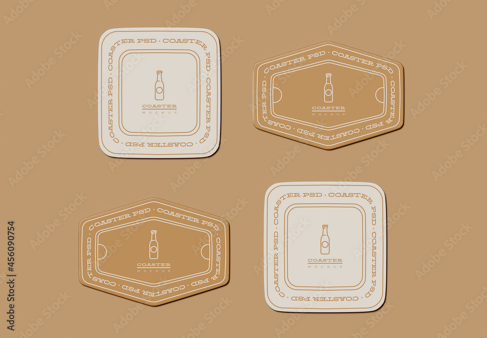 Four Coaster Mockup Stock Template | Adobe Stock