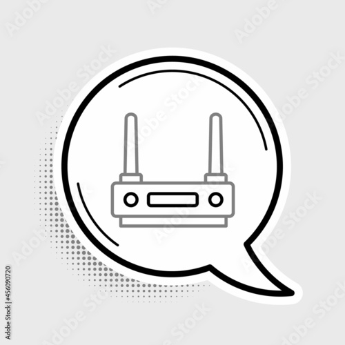 Line Router and wi-fi signal icon isolated on grey background. Wireless ethernet modem router. Computer technology internet. Colorful outline concept. Vector