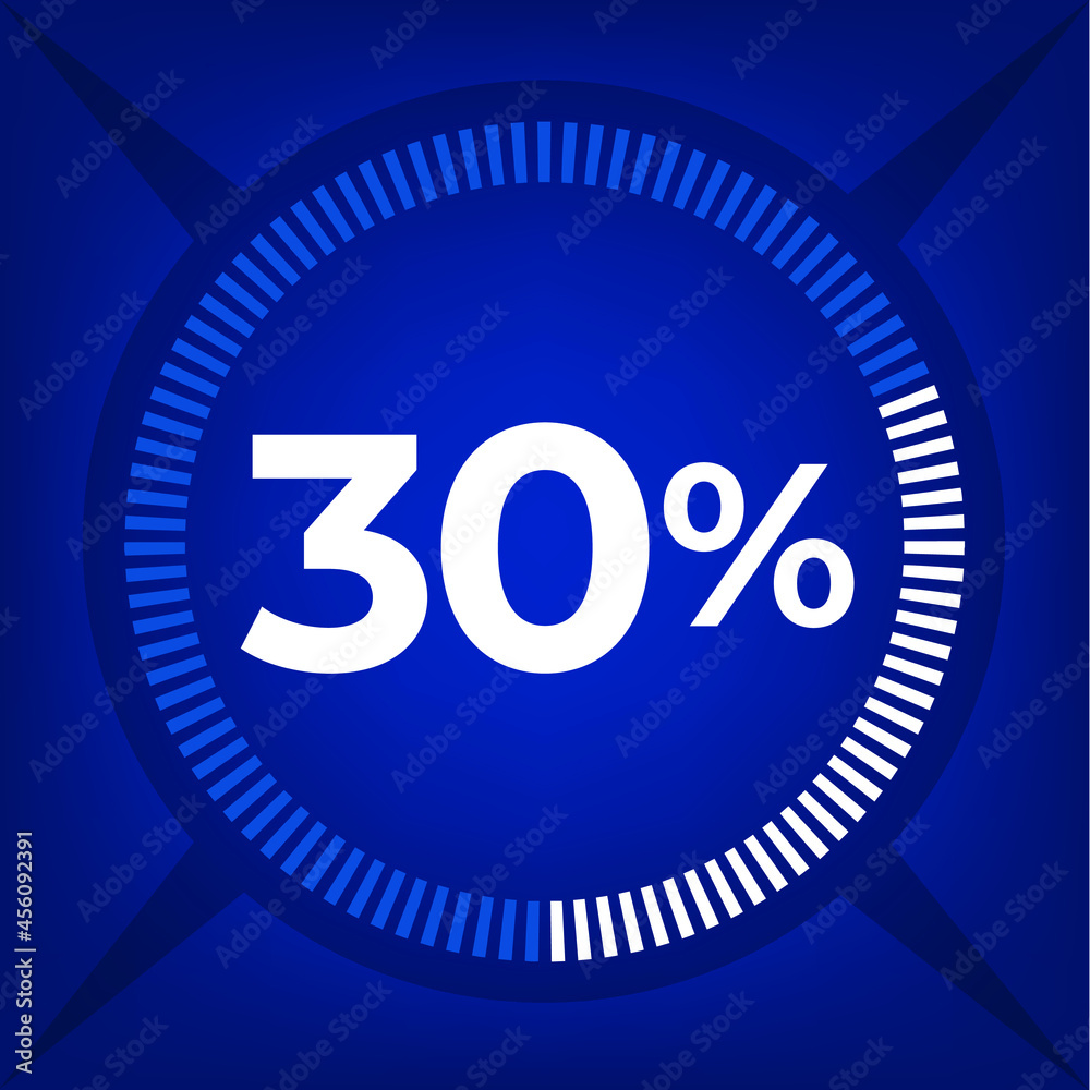 30 percent count on dark blue background 30 percent count on dark blue background