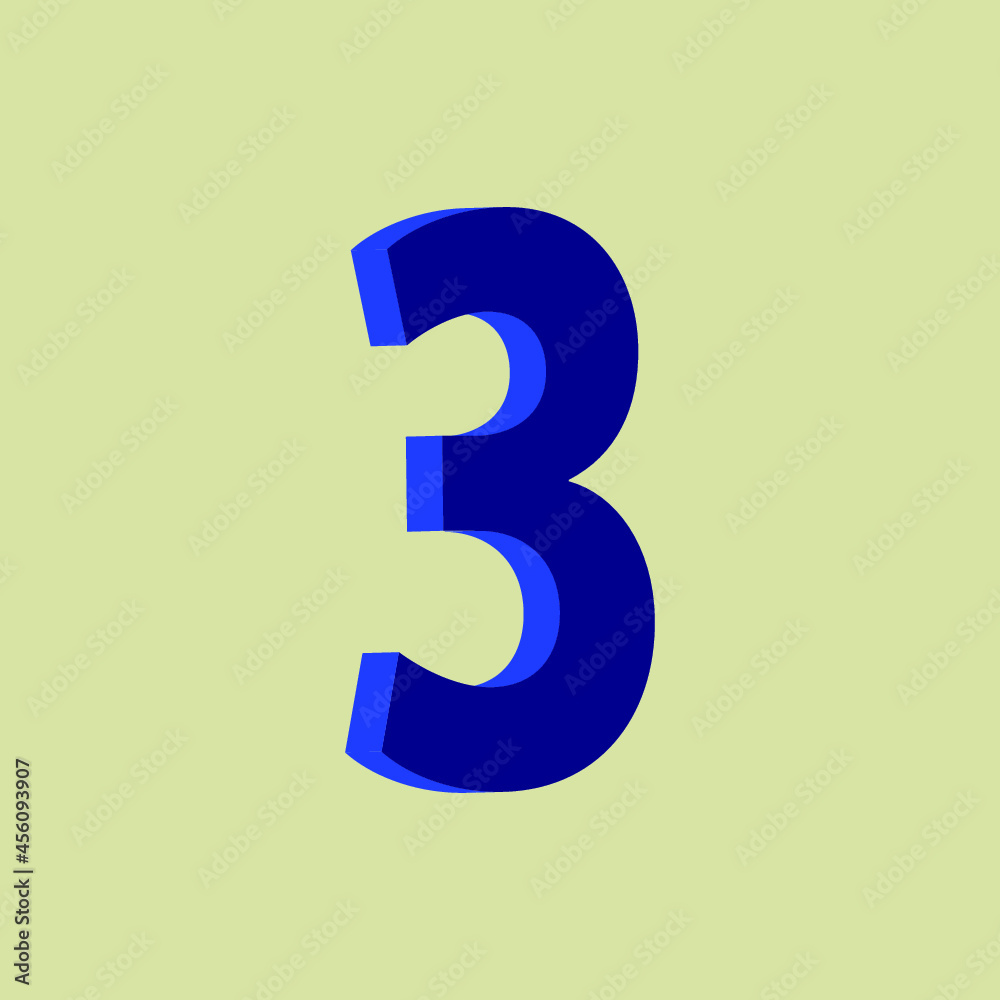 The number three as a polished blue object over background with clipping path for quick and accurate isolation. The number three as a polished blue object over background with clipping path for quick and accurate isolation.