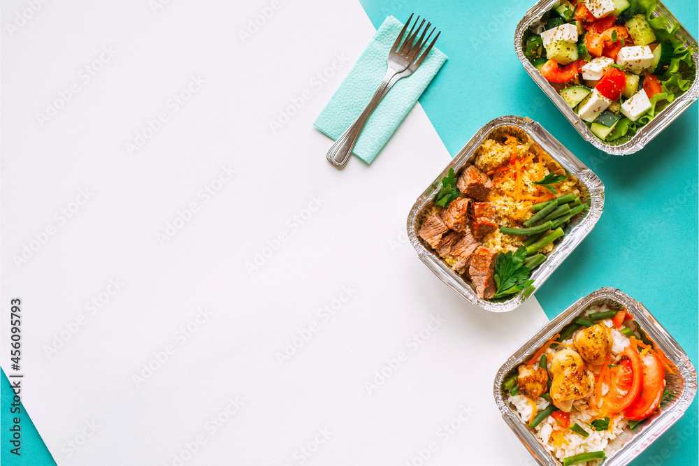 Healthy food, white and blue background. Healthy food, white and blue background.