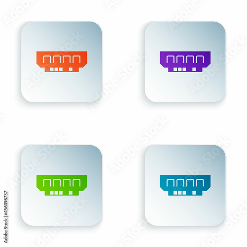 Color RAM, random access memory icon isolated on white background. Set colorful icons in square buttons. Vector