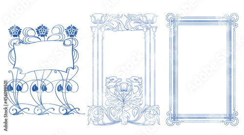 Art Nouveau, Art Deco Style Frames With Texture
