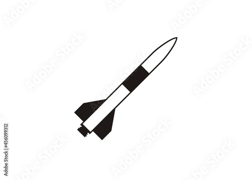 Missile weapon. Simple illustration in black and white.
