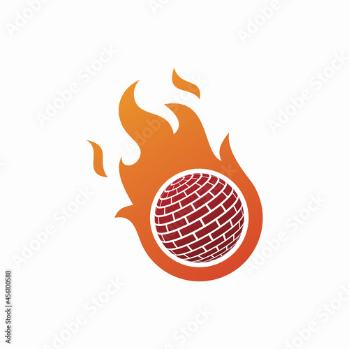 Brick fire logo template design