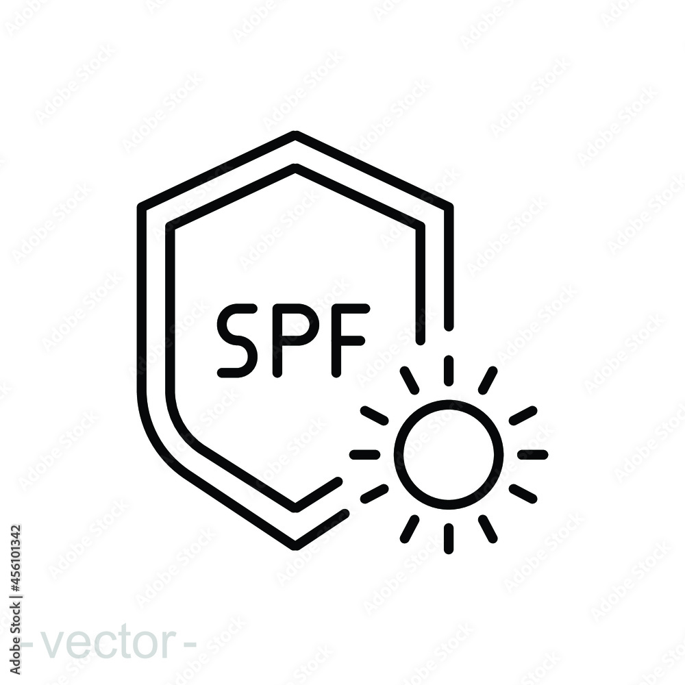 UV protect icon. Simple outline style. Protection, SPF, rays block, ultraviolet, fabric, sun radiation concept. Thin line vector illustration isolated on white background. Editable stroke EPS 10 UV protect icon. Simple outline style. Protection, SPF, rays block, ultraviolet, fabric, sun radiation concept. Thin line vector illustration isolated on white background. Editable stroke EPS 10