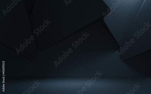 Empty room with black background, 3d rendering.