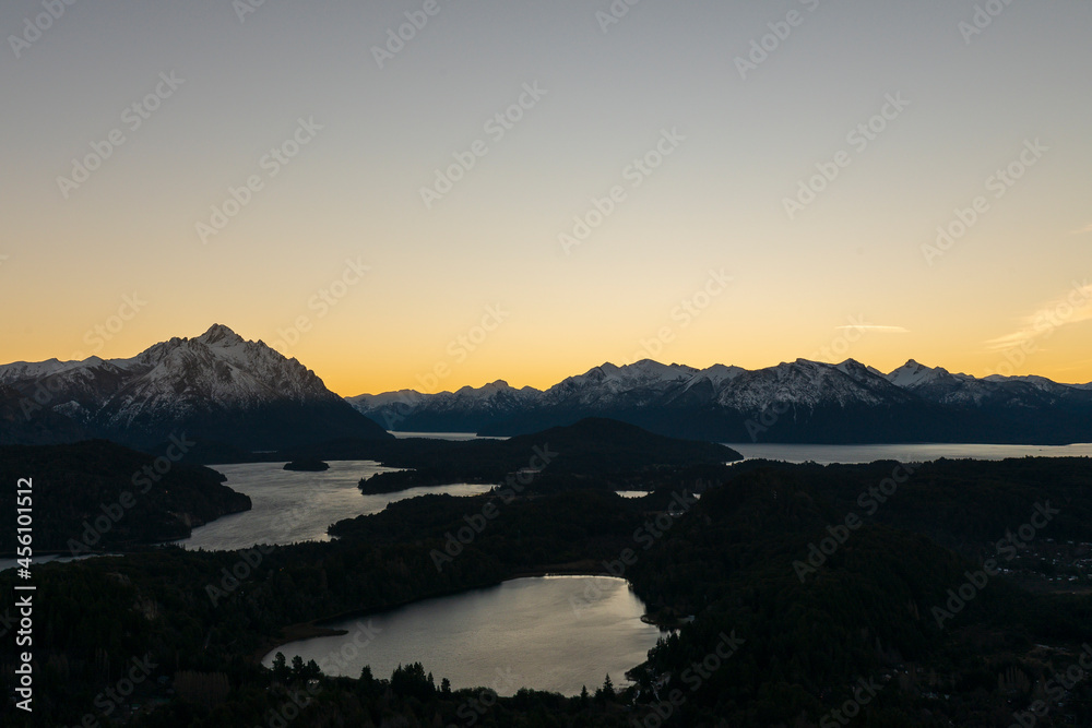 Beautiful summer sunsets in the city of San Carlos de Bariloche, Patagonia, Argentina.