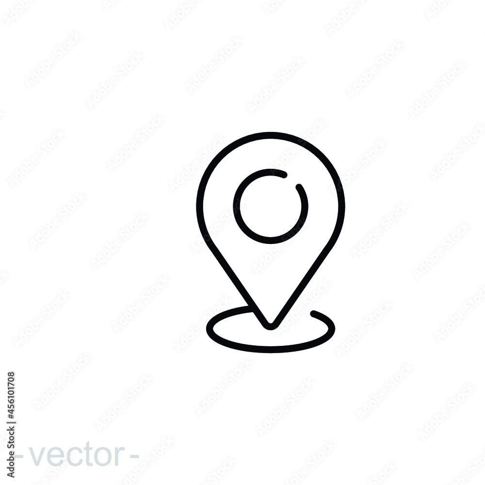 Pin map line icon. Simple outline style. Location, journey point, gps, destination, marker, pointer concept for web and app design. Vector illustration isolated on white design. Editable stroke EPS 10 Pin map line icon. Simple outline style. Location, journey point, gps, destination, marker, pointer concept for web and app design. Vector illustration isolated on white design. Editable stroke EPS 10